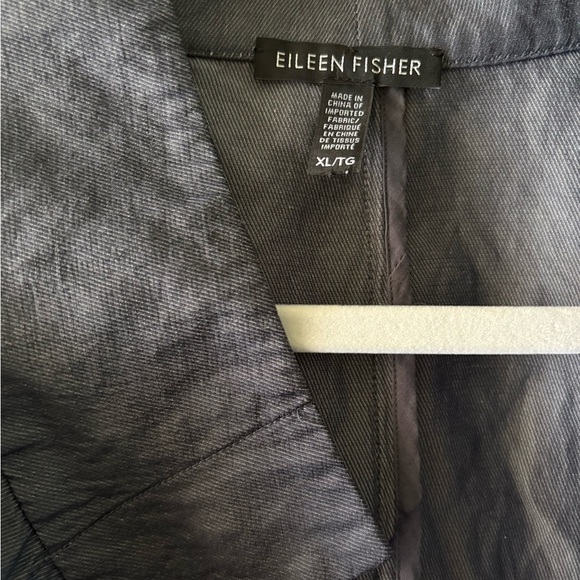 Eileen Fisher Jacket Organic Denim Cotton Metallic Thread Coat Size XL Oversized - Picture 11 of 13